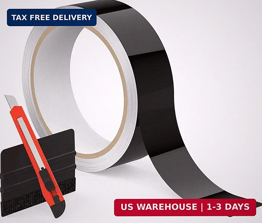 1.2 in × 30 ft Chrome Delete Vinyl Wrap Kit for Black Out for Window Trim, GLOSS