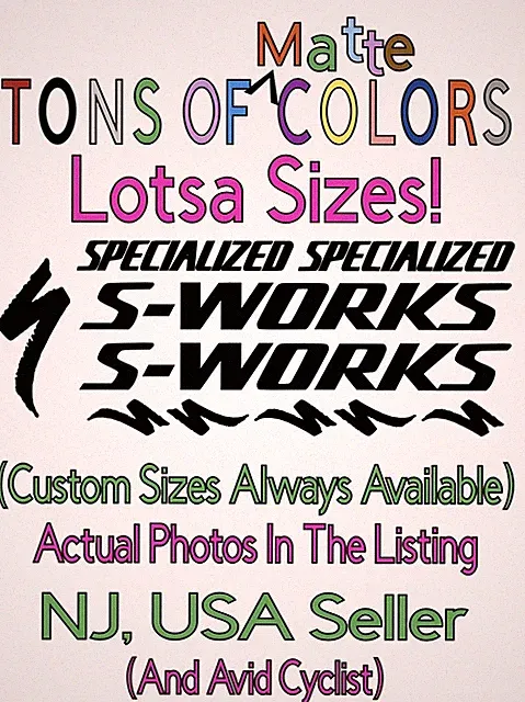 10 Piece Specialized S-WORKS MATTE Die Cut Vinyl Decal Set MTB Gravel Road Bikes