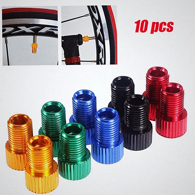 10x valve adapter for bicycle tire color bike car valve adapter aluminum