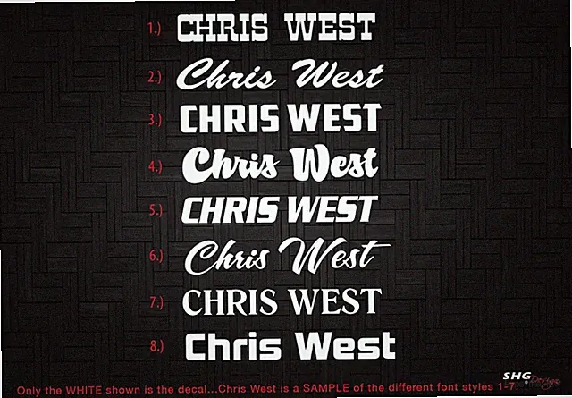 2 Custom Text 1/2" DECALS - YOUR NAME - for bike, helmet, skateboard, etc.