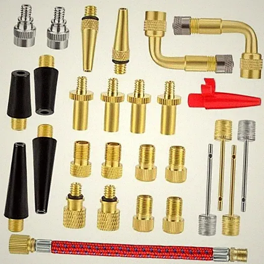 28pcs Bicycle Valve Adapter Set, Brass Bike Tire Valve Stem Adapter Inflation