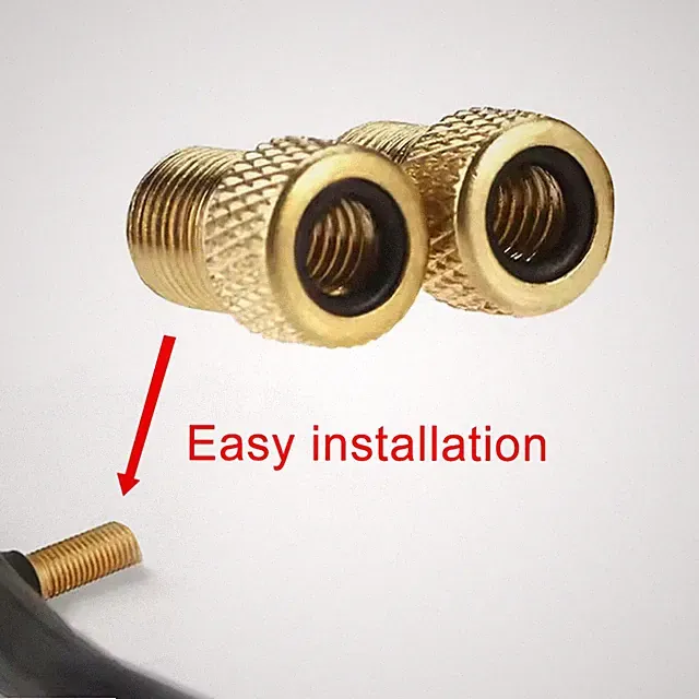 2pcs Bicycle Valve Adapter Bike Tire Valve Adapter Copper Golden Converter