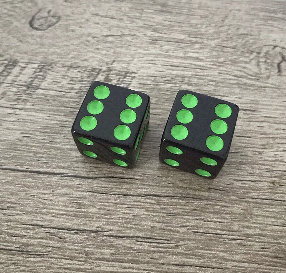 2X Black Green Dice Valve Stem Caps Cap Cover Car Bicycle Bike Motorcycle BMX