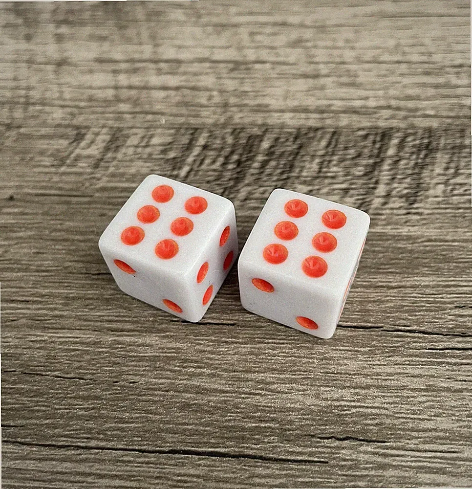 2X White Orange Dice Valve Stem Caps Cap Cover Car Truck Bike Motorcycle Bicycle
