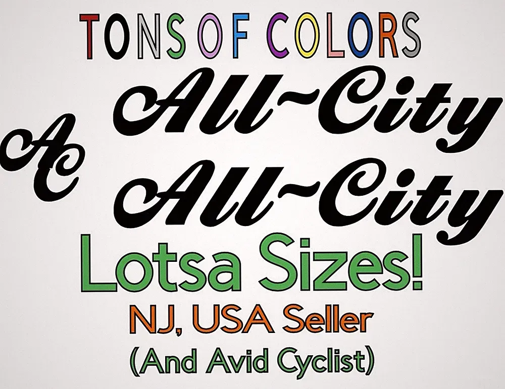 3 Piece All City Bikes Die Cut Vinyl Decal Set w/Custom Head Tube Logo Cycling