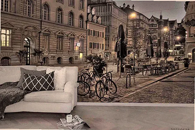 3D City Building Street Bicycle Self-adhesive Removable Wallpaper Murals Wall 28