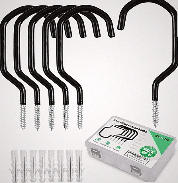 6 Pack Heavy Duty Garage Bike Storage and Utility Hooks-5.7 Inches for Garage