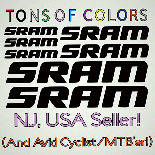 7 pc. SRAM Die Cut Vinyl Decal Set Cycling Drivetrain Bike MTB Touring Road BMX