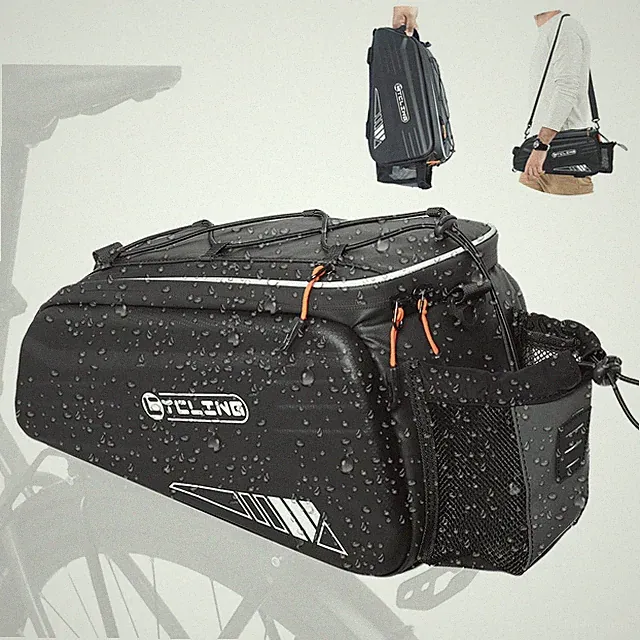 Bike Bags for Bicycle Rear Rack - 10L EVA Hard Shell Waterproof 3-in-1 Ebike...