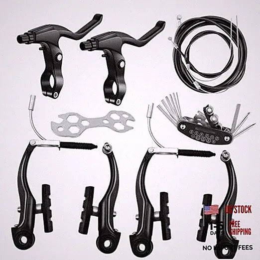 Bike Brakes Set, V-Type Bicycle Brakes, Universal Front and Rear black-B