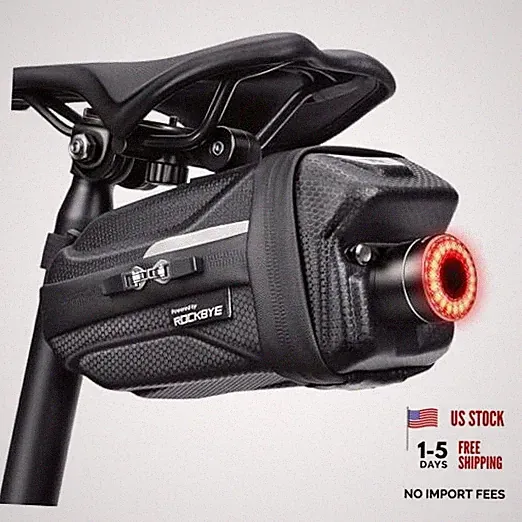 Bike Saddle Bag with Rear Bicycle Light, 2.0L Bike Bag with Tail Light