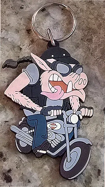 Biker 3" HOG Motorcycle Keychain Bike Vest Braided Pig Riding Keyring Gift