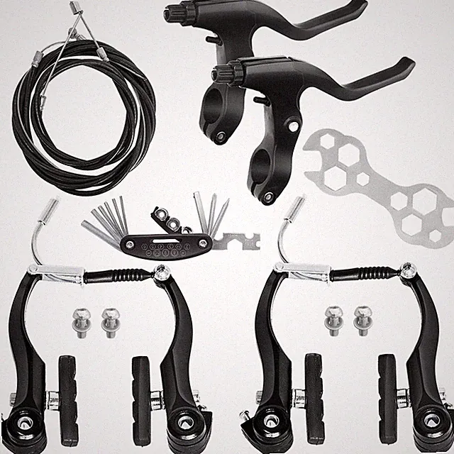 Black V Type Bike Brakes Set Front Rear Universal Complete