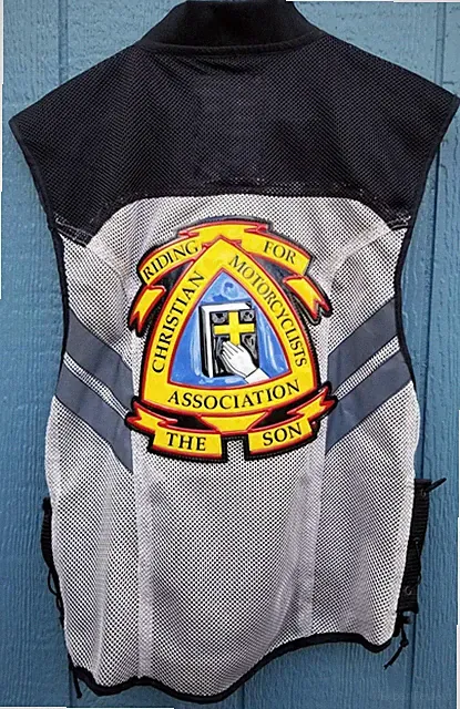 CMAUSA Christian Motorcycle Assn AIR MESH VINYL VEST Religious Biker Size Large