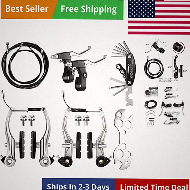 Complete V-Type Bike Brake Set, Front and Rear Bike Brake Inner and Outer Cab...