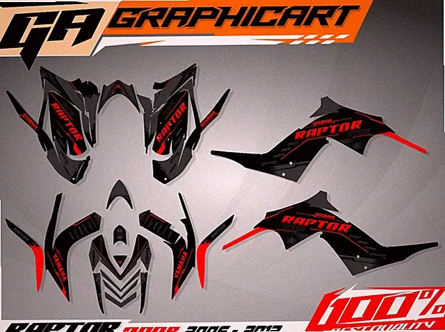 Custom Vinyl Wrap Kit Yamaha Raptor 700R 2006-2012 ATV Skin Decals Free