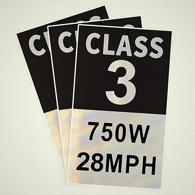 Electric Bicycle Frame (3 Stickers a Pack) E-Bike Class 3 Stickers Decals