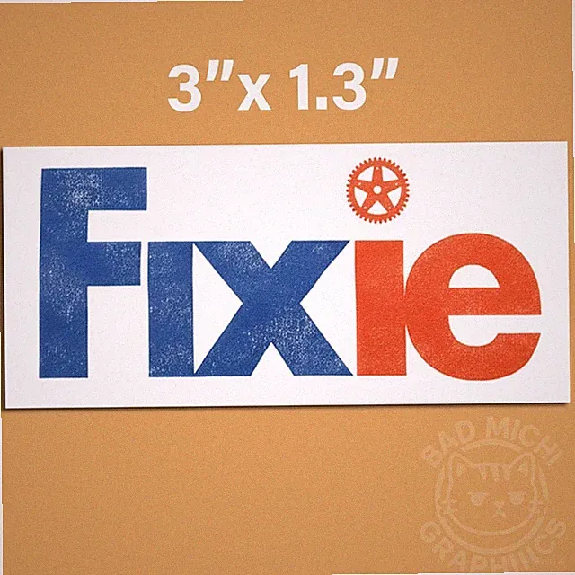 Fixie - Fixed Gear Fixie Cycling Bike Gloss Decal 4"x1.8" Made in USA
