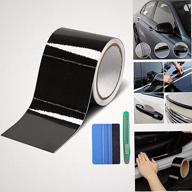 Gloss Black Vinyl Wrap for Chrome Delete 4in x 30' Car Window Trim Blackout Tape