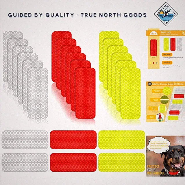 High Visibility Reflective Stickers for Night Use on Cars and Bicycles, 24 Pack