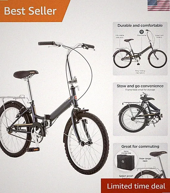 Lightweight Hinge Folding Bike - Perfect for Commuting with Rear Carry Rack