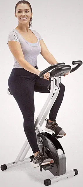 Marcy Foldable Upright Exercise Bike with Adjustable Resistance for Cardio Worko