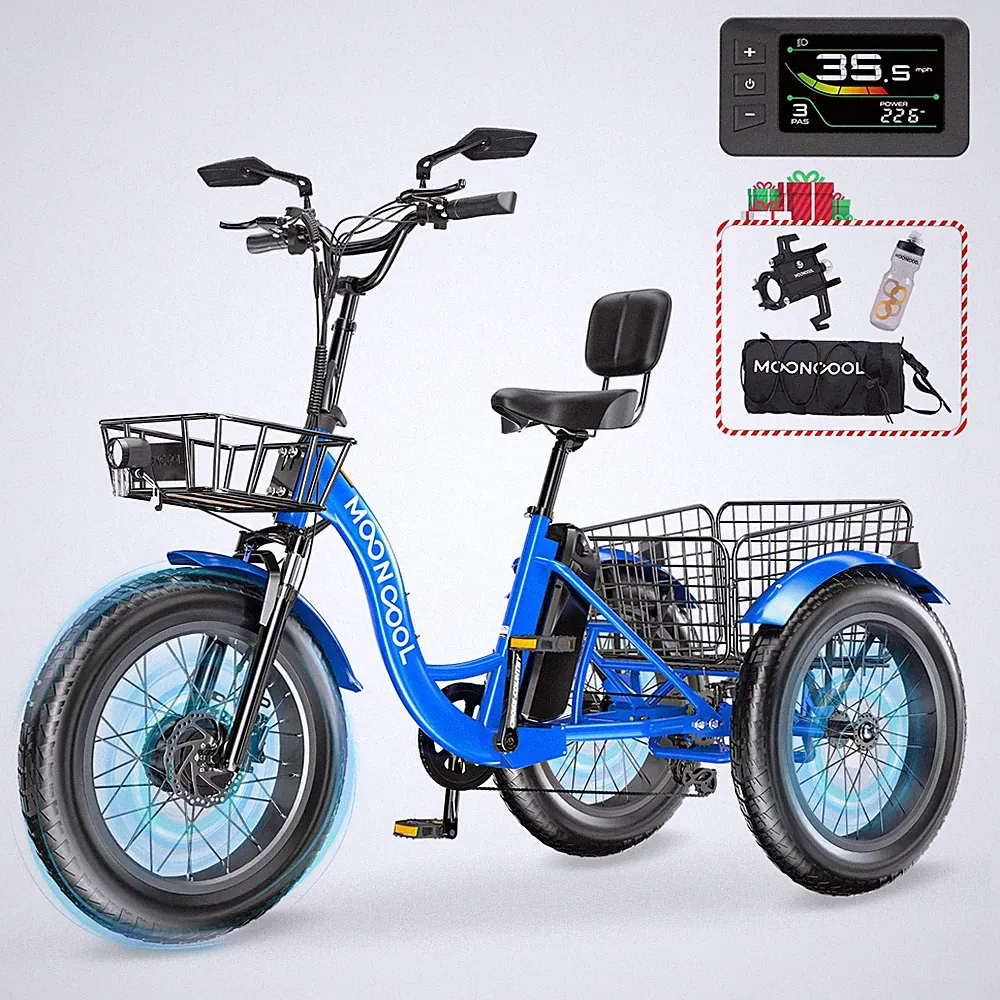 MOONCOOL Blue 20"x4" Fat Tire Electric Bicycle Bike 500W Ebike 48V 14.5AhBattery