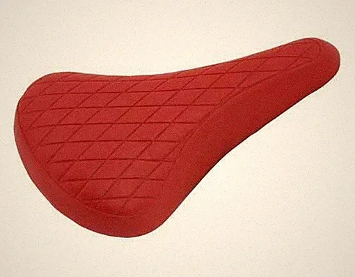 NEW! ABSOLUTE UNIVERSAL BMX BICYCLE VINYL SADDLE IN DIAMOND STYLE IN RED.