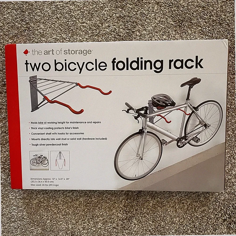 New Delta Two Bicycle Folding Rack Vinyl Coating Mounts into the Wall Unopened