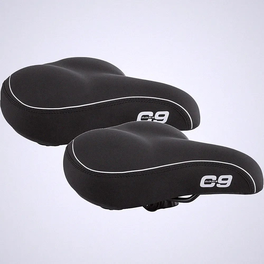 Premium Black Vinyl Cruiser Bicycle Saddles with Elastomer Spring Suspension