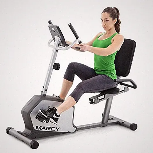 Recumbent Exercise Bike with Adjustable Seat and 8 Resistance One Size Grey
