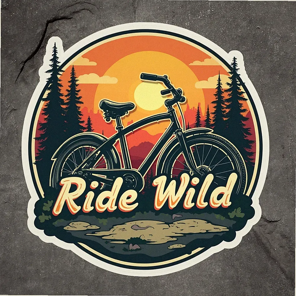 Ride Wild sticker vinyl decal bicycle mountain biking outdoor cycling adventure