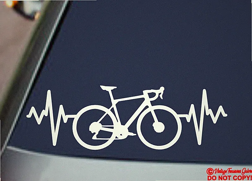 ROAD BIKE BICYCLE HEARTBEAT LIFELINE Vinyl Decal Sticker Car Window CYCLIST RACE