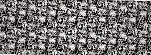 Seamless 3D Skulls Greyscale Bike Motorcycle Grunge Car Wrap Vinyl Decal Graphic