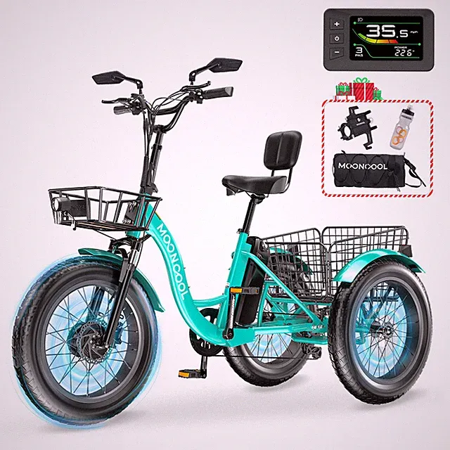 SLSY 20"x4" Fat Tire Electric Bike Peak 1000W Electric Tricycle Motorized Trike