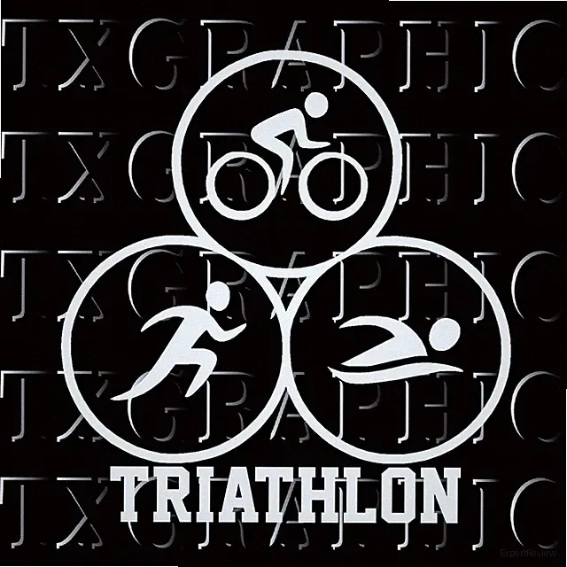 Triathlon Logo Decal Sticker Cycling Swim Run Bike in Circle with Lettering