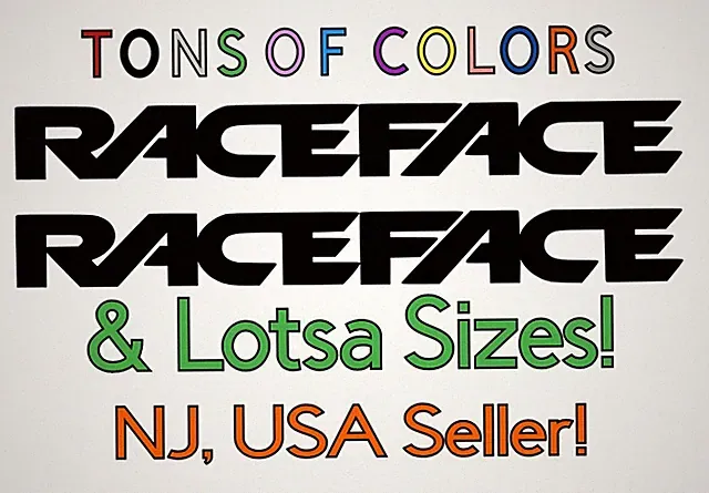 TWO RACE FACE Die Cut Vinyl Decals MTB/Bicycle/Cycling/Mountain Bike Nwr Style