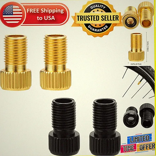 Universal 4-Piece Aluminum Bike Valve Adaptor Set - Presta & Schrader Compatible