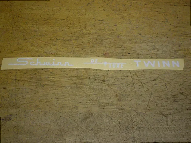 Vintage Schwinn Deluxe Twinn Tandem Bicycle WHITE Peel & Apply Chainguard Decal