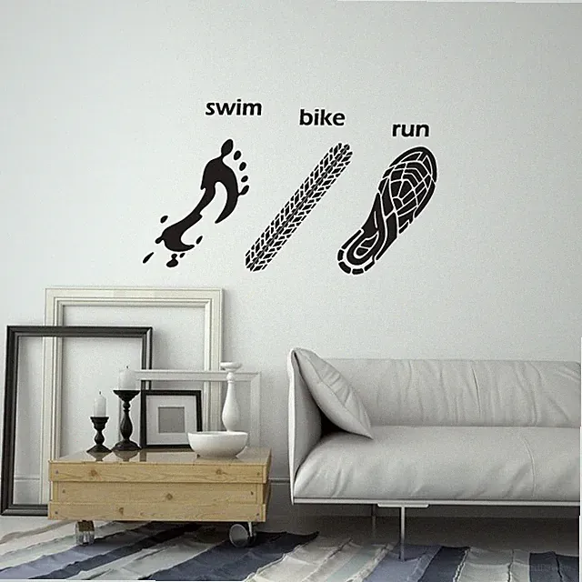 Vinyl Wall Decal Triathlon Swim Bike Run Triathlete Sports Stickers (ig6083)