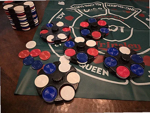 Vtg Tripoley Vinyl Mat w/ Two Separating Carousels of Chips & Bike Cards 1950s