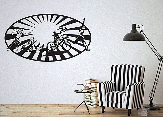 Wall Vinyl Decal Triathlon Swim Run Bike Olympic Sport Decor (n1169)